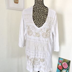 Johnny Was 1/2 Sleeve Cotton Tunic